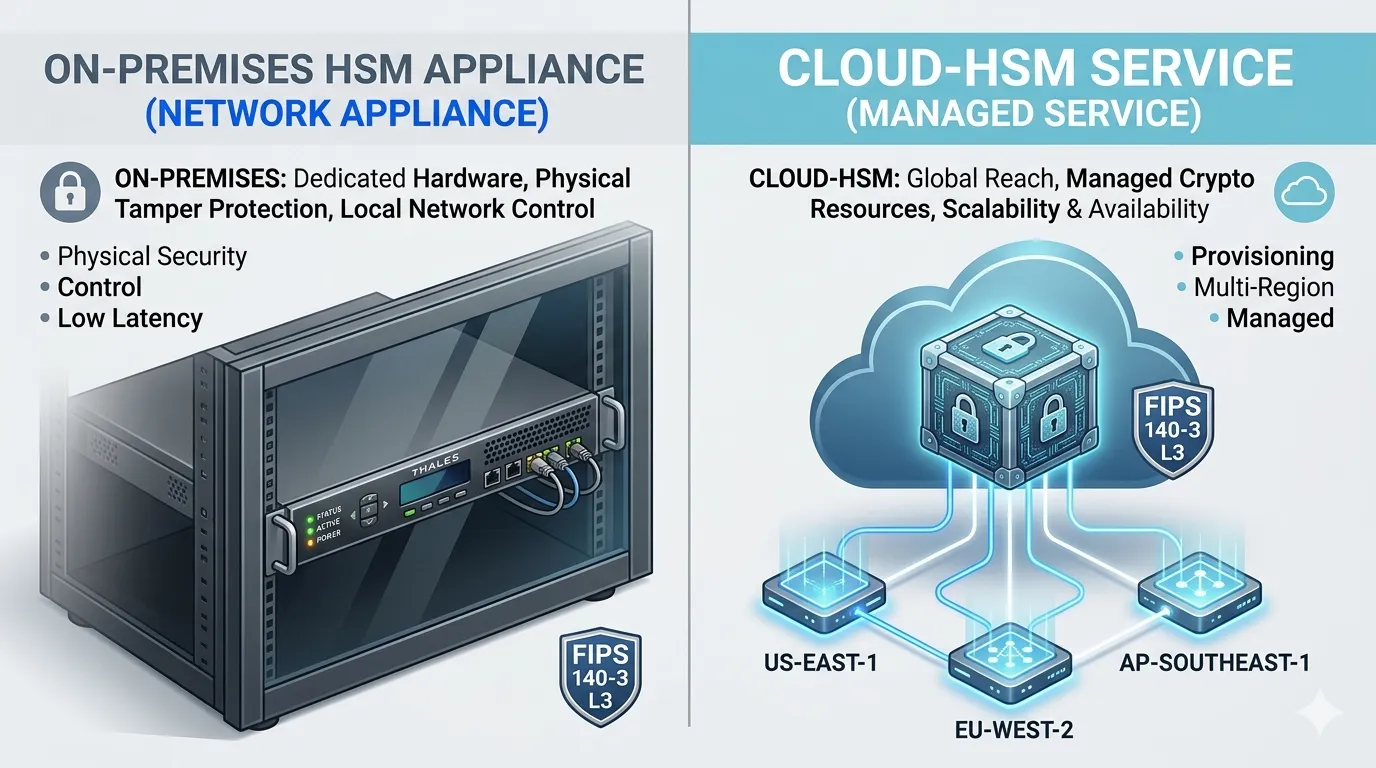 On-premises HSM appliance compared with cloud HSM service