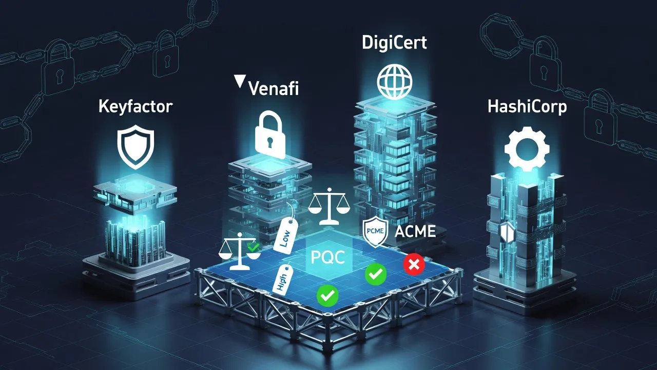 PKI vendor comparison: Keyfactor, Venafi, DigiCert, HashiCorp — PQC readiness and cost factors